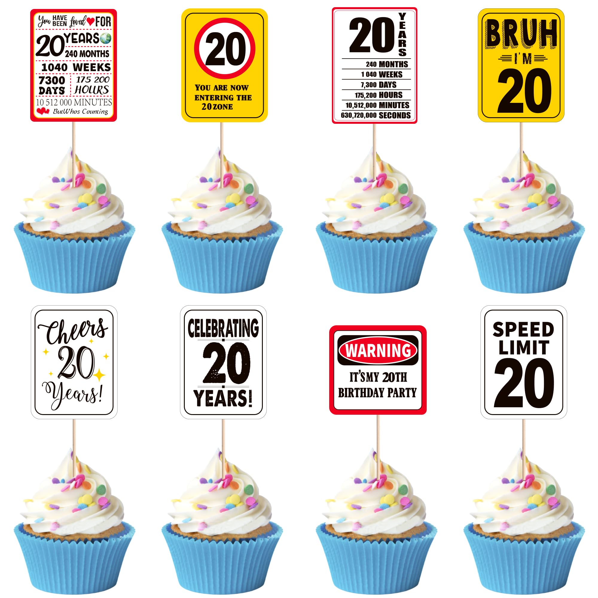 Amazon.co.jp: Happy 20th Birthday カップケーキトッパー 40個 20歳に